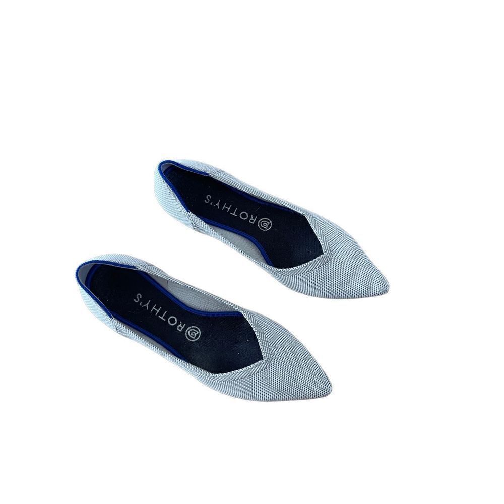 Rothy's Womens Gray The Point Flats Cloud Pointed Birdseye Ballet Shoes Size 7.5